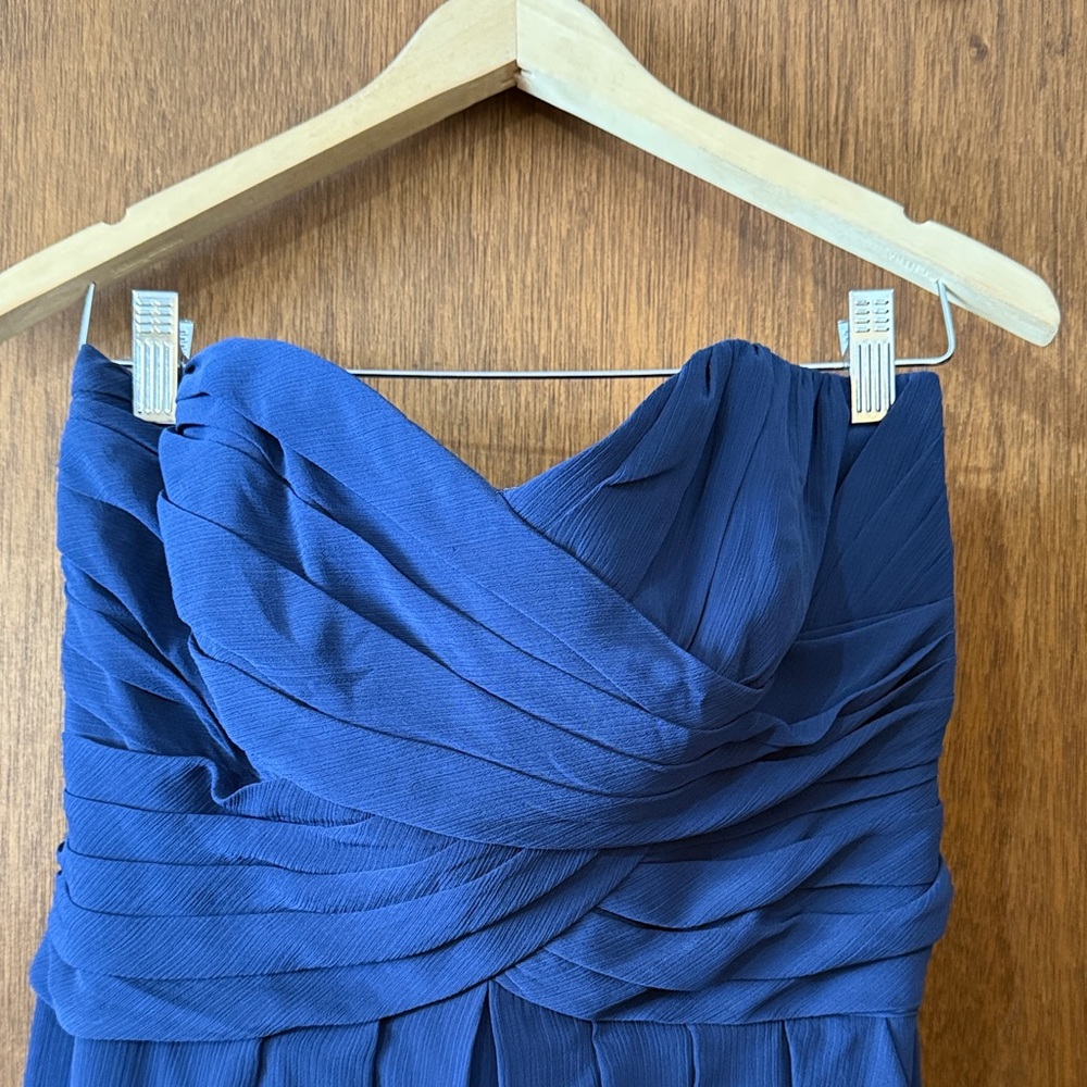 David's Bridal Strapless Dress in Marine Blue